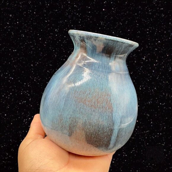 Vintage Arkansas Dryden Pottery Origional Ozark Frontier Blue Drip Glaze 5.5”T - Picture 2 of 8